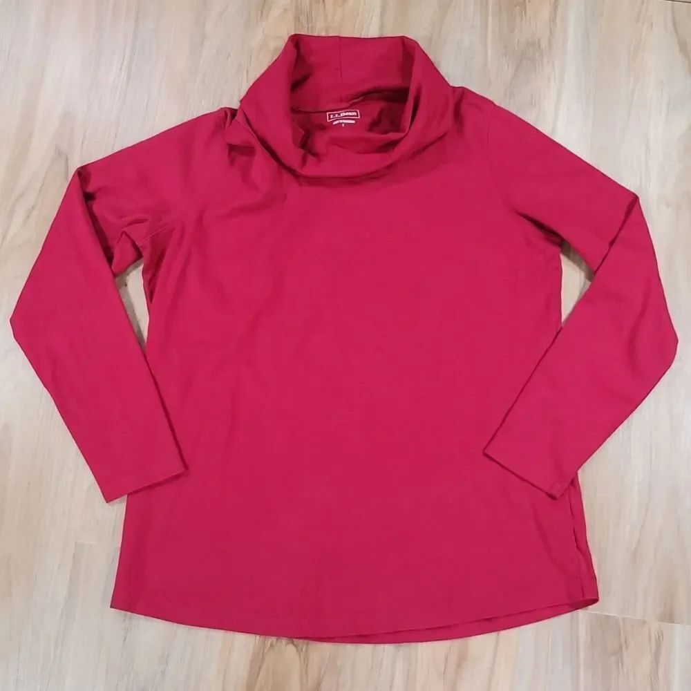 🔺️LL Bean Maroon Cowl Neck Stretchy Long Sleeve Top Large